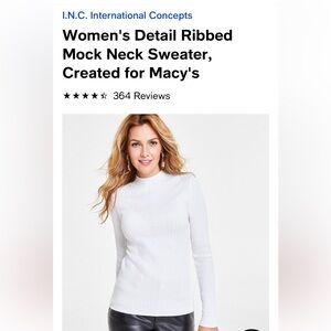 NWOT Woman’s INC sweater Detailed Ribbed Mock Neck Sweater.